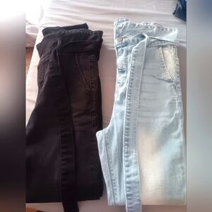 Women's size 3, two pair of high rise belted skinny jeans